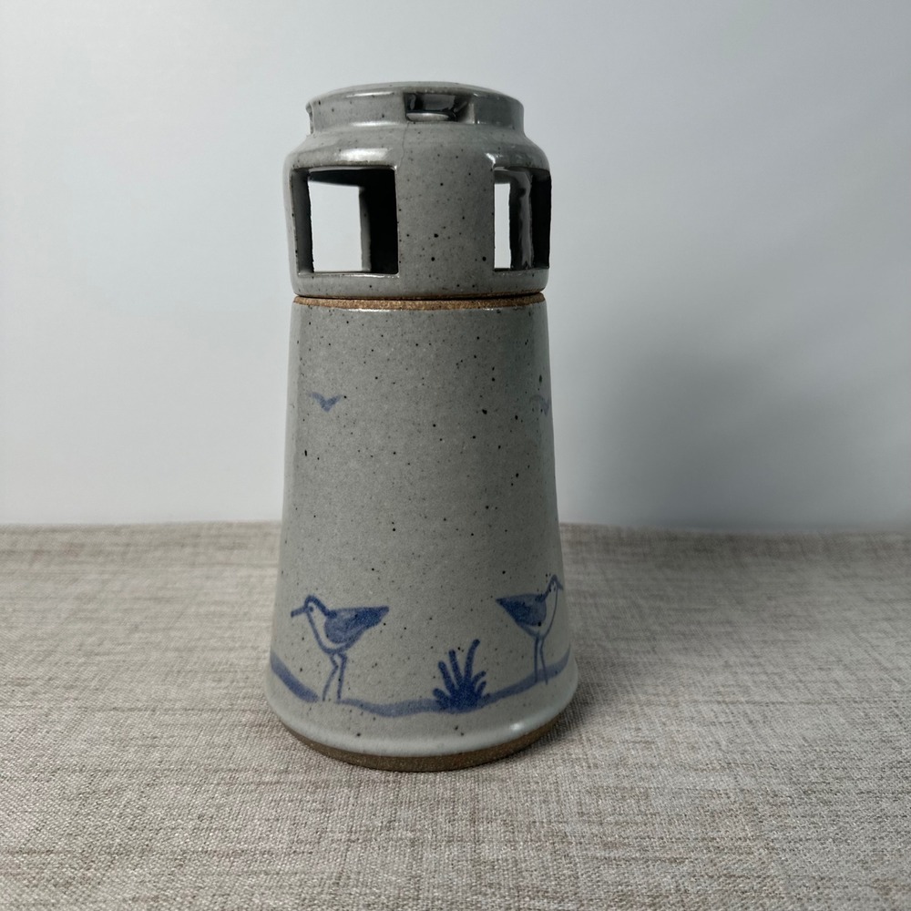 Vintage 1989 Studio Pottery Candle Lantern | Ceramic Shorebird Luminary